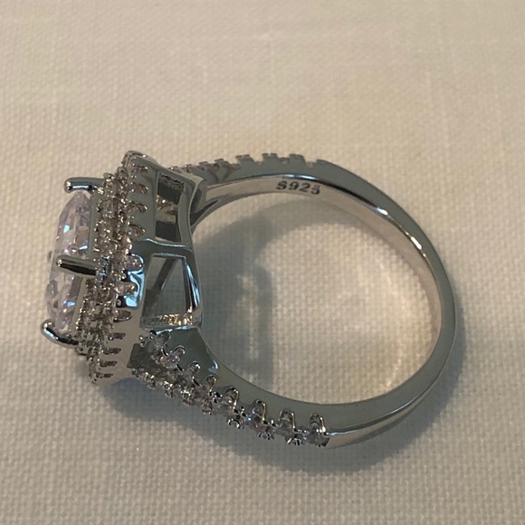 925 Stamped Sterling Silver Diamond Engagement Ring - Picture 8 of 9